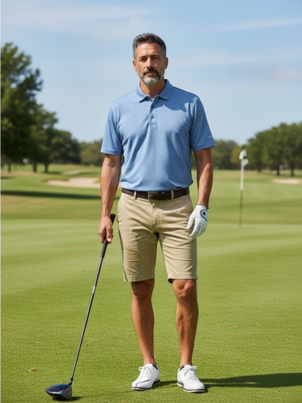 Big Man John Ashford golf shirt Light Blue Polo Shirt short sleeve collar XXL